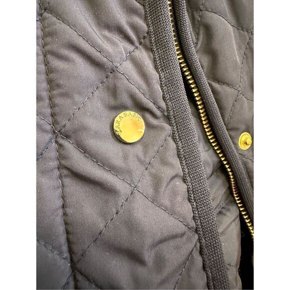 ZARA Basic Navy Blue Quilted Vest With Gold Zipper and Buttons Size Medium - Picture 3 of 5